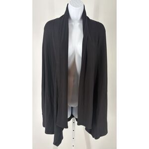 Black Open Front Drape Cardigan | Lightweight Long Sleeve Layering Sweater